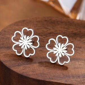 Stainless Steel Clover Stud Earrings